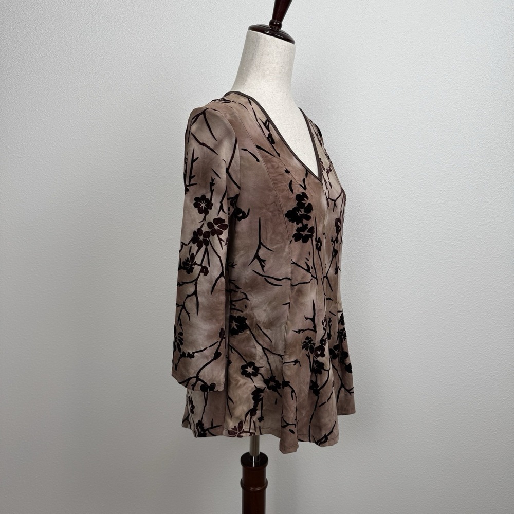 VTG Roz & Ali Top Womens MP Brown Floral Velvet Fairy Grunge Phoebe Friends 90s - Picture 6 of 13